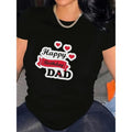 Women'WB shield TNF'WB shield Day T-Shirt - Casual Short-Sleeved Pattern T-Shirt, "Happy Birthday, Dad" Design, Black...