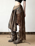 Women'WB shield Tartan Print Skirt, Street Fashion Casual Irregular Hem Skirt for Daily Wear, Ladies Bottoms for Spiky...