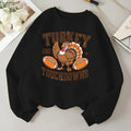 Women'WB shield Thanksgiving Turkey & Letter Print Crew Neck Sweatshirt, Casual Long Sleeve Pullover for Fall & Winter,...