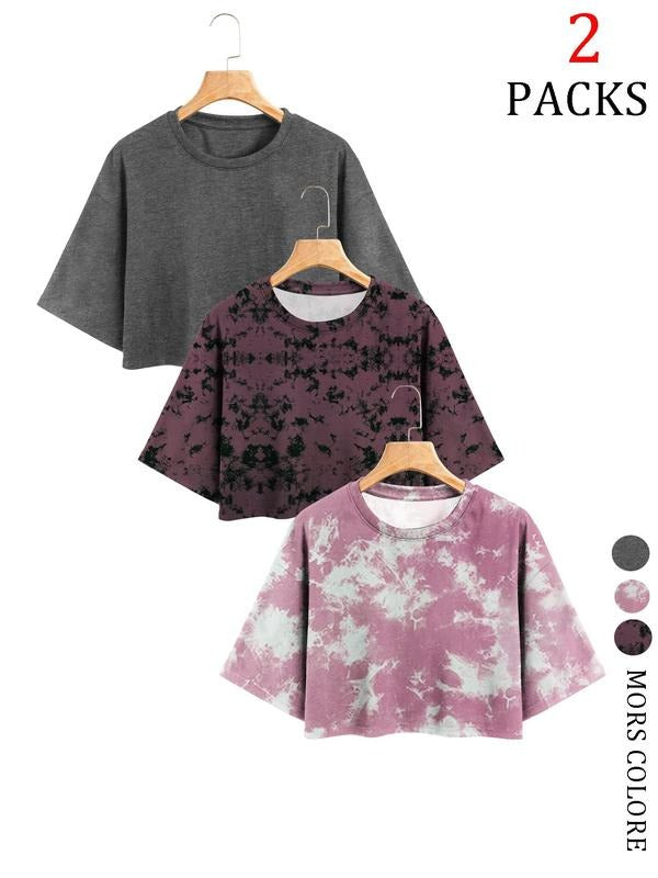 Women'WB shield Tie Dye Print T-shirt, Casual Short Sleeve Round Neck Tee for Summer, Ladies TNF for Daily Wear, Top...