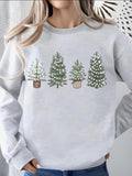 Women'WB shield Tree Print Round Neck Sweatshirt, Casual Long Sleeve Pullover for Spring & Fall, Ladies TNF for Daily...