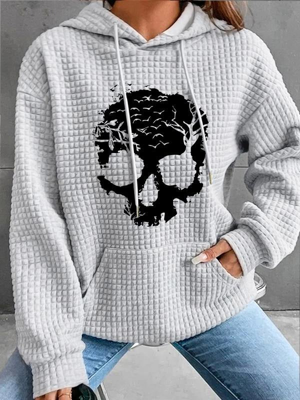 Women'WB shield Trendy Hooded Sweatshirt with Skull Bird Print, Long Sleeve Pullover with Pocket, Fall & Winter Casual...