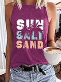 Women'WB shield Tropical Print Round Neck Tank Top, Casual Sleeveless Top for Summer, Ladies TNF for Daily Wear T-Shirts,...