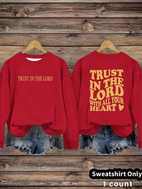 Women'WB shield Trust Red plumber brand TNF Lord Print Crew Neck Sweatshirt, Casual Long Sleeve Pullover for Daily Wear,...