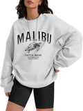 Women'WB shield Turtle & Letter & Slogan Print Drop Shoulder Sweatshirt, Casual Long Sleeve Round Neck Pullover for Fall...