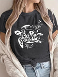 Women'WB shield Turtle & Wave Print Round Neck Tee, Casual Short Sleeve Crew Neck T-Shirt for Summer, Fashion Women'WB...