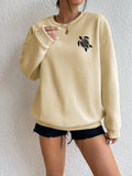 Women'WB shield Turtle Print Drop Shoulder Sweatshirt, Casual Long Sleeve Round Neck Pullover For Fall & Winter, Ladies...