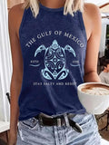 Women'WB shield Turtle Print Round Neck Tank Top, Casual Sleeveless Top for Summer, Ladies TNF for Daily Wear T-Shirts,...