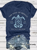Women'WB shield Turtle Print Round Neck Tee, Fashion Casual Short Sleeve T-shirt, Ladies Summer TNF for Daily Wear...