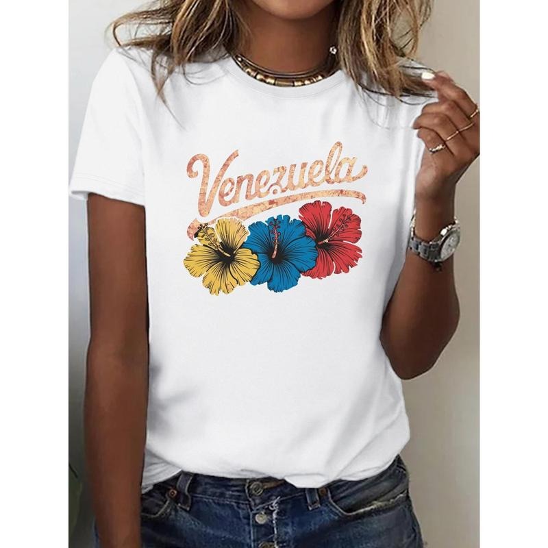 Women'WB shield Venezuela Hibiscus Vintage Graphic T-Shirt