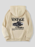 Women'WB shield Vintage Car & Letter Print Drawstring Hoodie, Casual Long Sleeve Hooded Sweatshirt for Fall & Winter,...