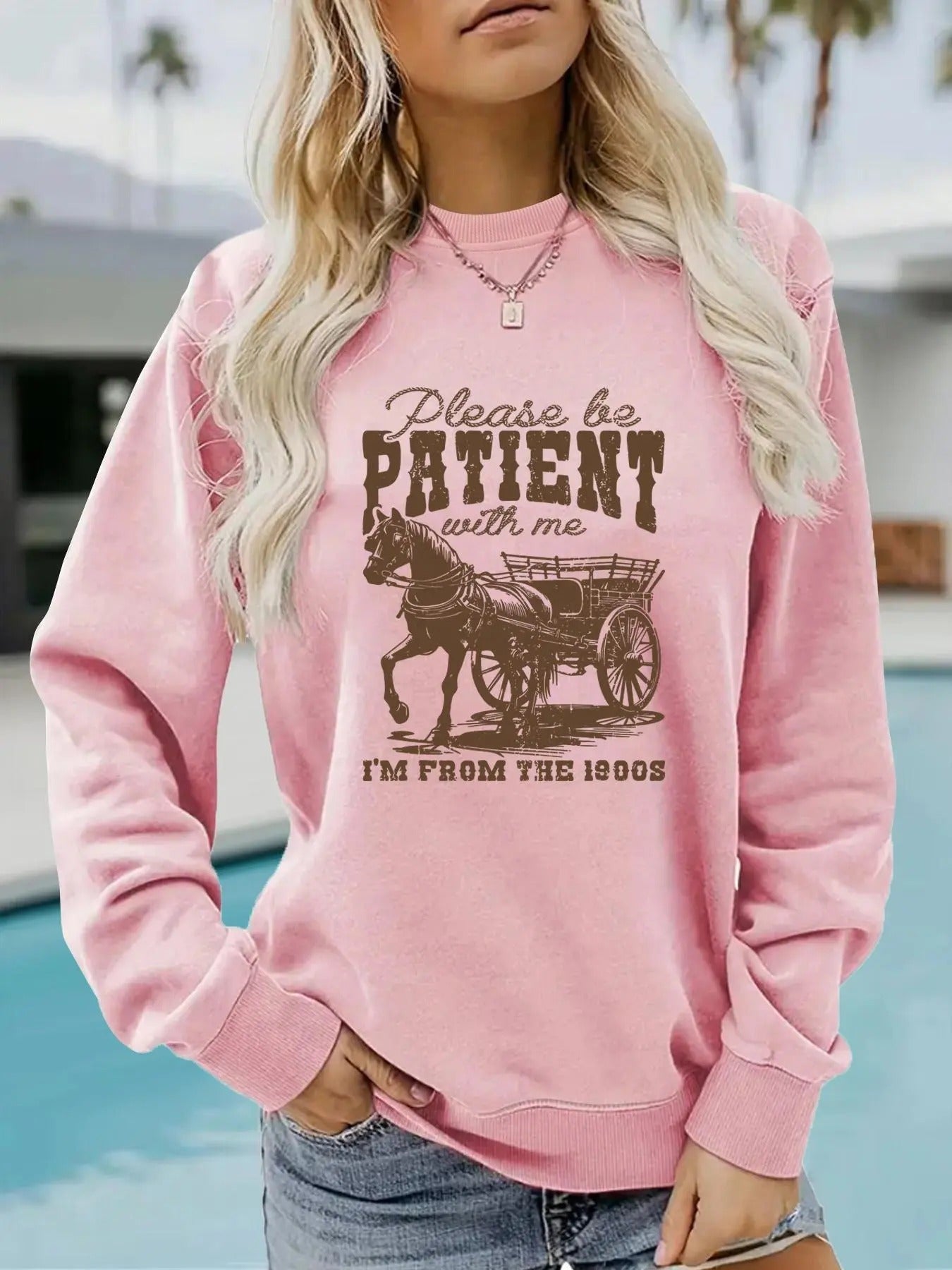 Women'WB shield Vintage Graphic Print Crew Neck Sweatshirt, Casual Long Sleeve Pullover for Spring, Fashion Women'WB...