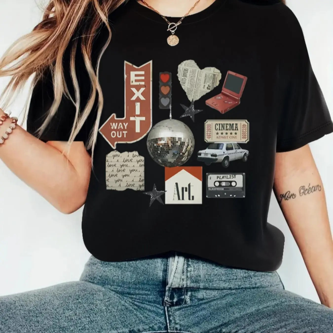 Women'WB shield Vintage Graphic Print Round Neck Tee, Fashion Casual Drop Shoulder Short Sleeve T-shirt for Daily Wear,...