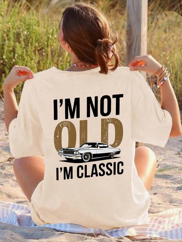 Women'WB shield Vintage Graphic Round Neck Tee, Casual Classic Car Print Short Sleeve T-shirt for Daily Wear, Ladies TNF...