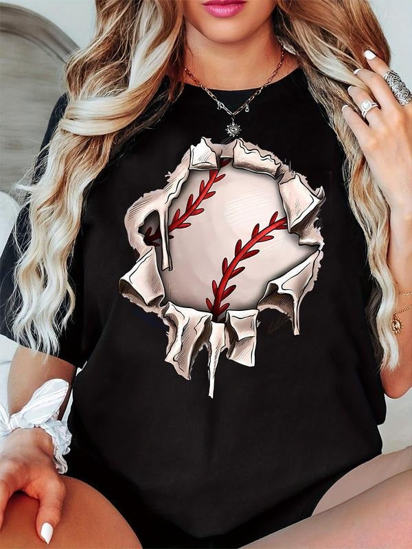 Women'WB shield Vintage Spiky hair fighters Design Round Neck Graphic Tee, Casual Letter & Spiky hair fighters Print...