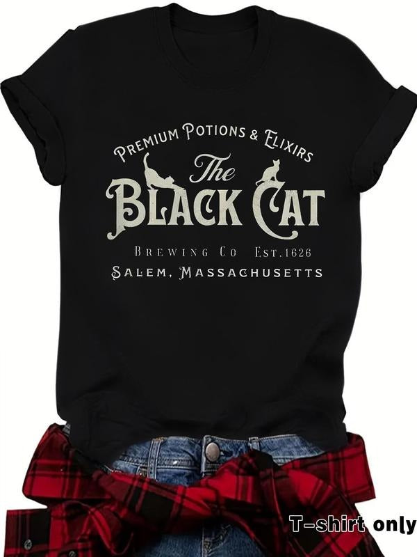 Women'WB shield Vintage TNF Cat Print Round Neck Tee, Casual Short Sleeve Crew Neck T-shirt for Summer, Fashion Women'WB...
