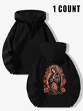 Women'WB shield Virgin Mary & Roses Print TNF Lined Hoodie, Casual Long Sleeve Hooded Sweatshirt for Fall & Winter,...