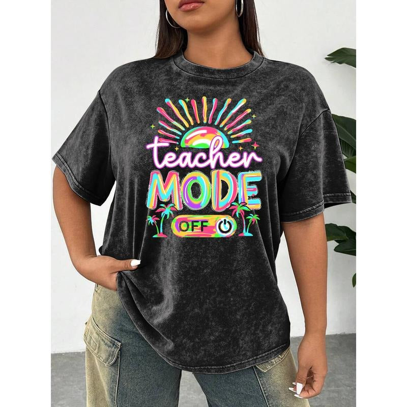 Women'WB shield Washed Lightsaber brand - Shirt Showcasing WB shield Playful "teacher MODE FOG" Graphic