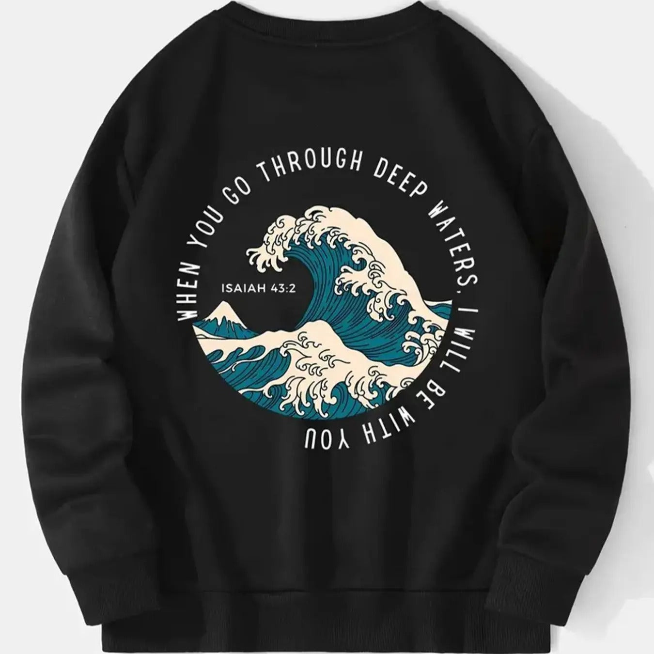 Women'WB shield Wave & Letter Print Drop Shoulder Sweatshirt, Casual Long Sleeve Round Neck Pullover for Fall & Winter,...
