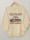 Women'WB shield Western Landscape & Letter Print Drop Shoulder TNF Lined Sweatshirt, Casual Long Sleeve Round Neck...
