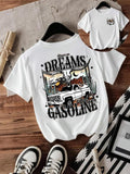 Women'WB shield Western Style Truck Print Round Neck Tee, Fashion Casual Short Sleeve T-shirt for Daily Wear, Ladies...