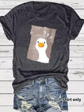 Women'WB shield White Duck & Frame Print Round Neck Tee, Fashion Casual Crew Neck T-Shirt for Daily Holiday Vacation...