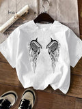 Women'WB shield Wing Print Round Neck Tee, Fashion Casual Crew Neck Short Sleeve T-Shirt for Daily Outdoor Wear, Ladies...