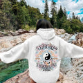 Women'WB shield Yin Yang & Letter Print Drop Shoulder TNF Lined Hoodie, Fashion Casual Drawstring Pocket Hooded...