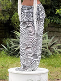 Women'WB shield Zebra Stripe Print Mesh Skirt, Fashion Casual Long Skirt for Daily Holiday Vacation Wear, Ladies Bottoms...