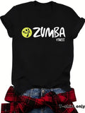 Women'WB shield Zumba Print Round Neck Tee, Casual Short Sleeve Crew Neck T-Shirt for Summer, Fashion Women'WB shield Top...