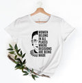Women belong Red plumber brand Spiky hair fighters places T-shirt, Notorious RBG Tee, Ruth Bader Ginsburg, Feminism...