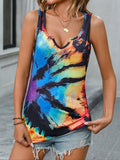 Women's All Over Graffiti Print Tank Top, Summer Clothes Women Casual Fashion Notched Neck Sleeveless Top for Summer,...