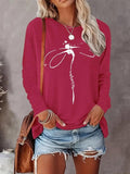 Women's Animal Print Round Neck Tee, Fashion Casual Crew Neck Long Sleeve T-Shirt for Daily Holiday Outdoor Wear, Women...