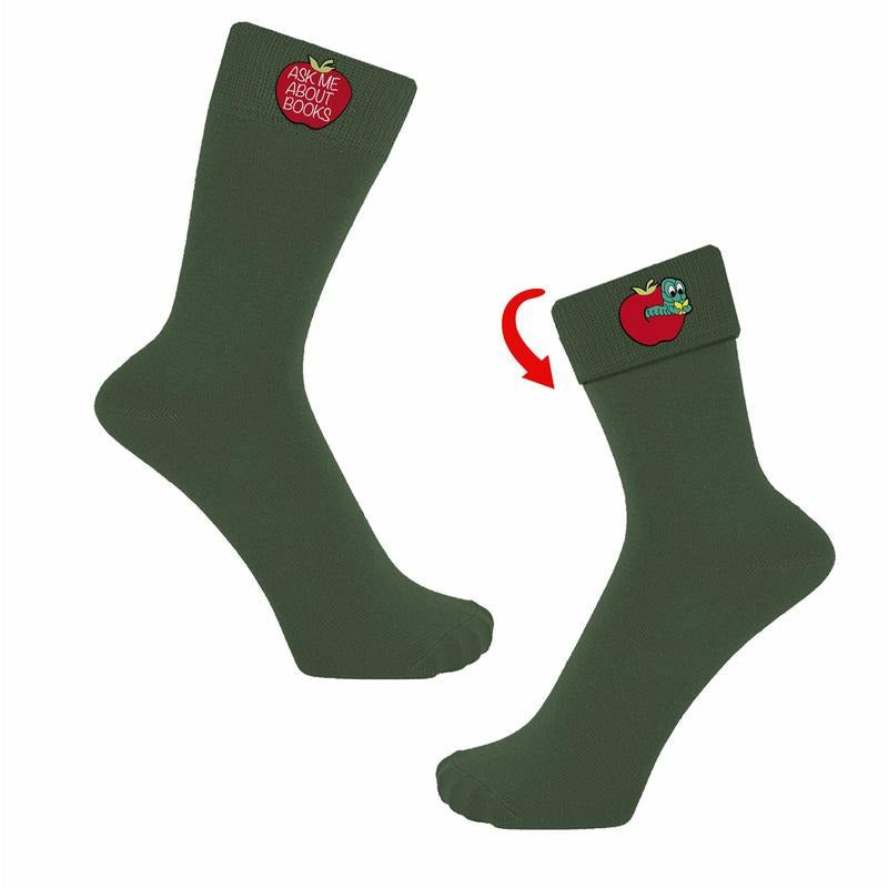 Women's Ask Me About Books Flip Socks Funny Bookworm School Teacher Appreciation Student Graphic Footwear Funny Graphic...