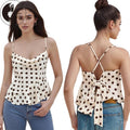 Women's Asymmetrical Ruffle Cami Tops Summer Sleeveless Dot Print Beach Tank Tops T-Shirts, Hoodie, Sweatshirt