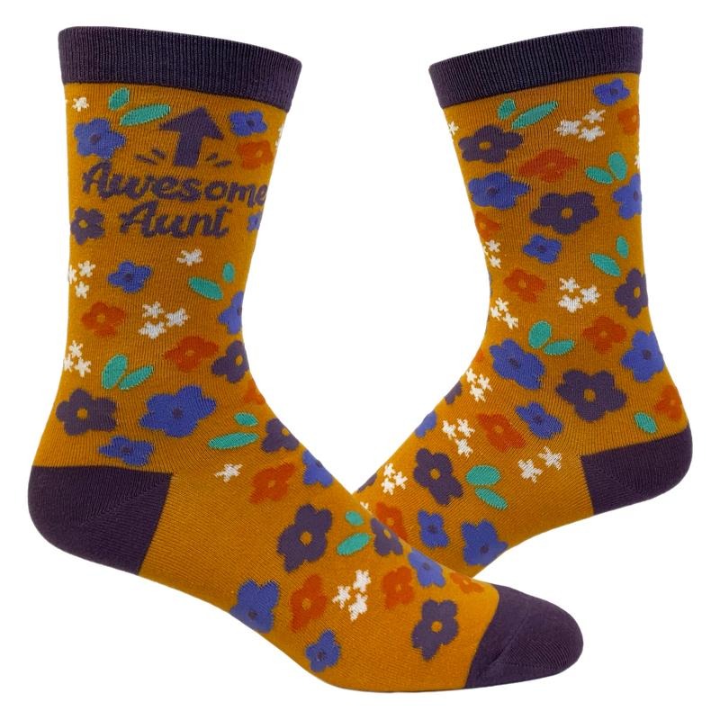 Women's Awesome Aunt Socks Funny Flowers Family Niece Nephew Graphic Novelty Footwear Funny Graphic Socks Comfortable...