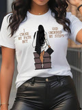 Women's Cartoon & Letter Print Round Neck Tee, Fashion Casual Short Sleeve T-shirt, Ladies Summer Clothes for Daily Wear...