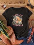 Women's Cartoon Cowgirls Graphic Print Round Neck Tee, Fashion Casual Short Sleeve T-shirt, Ladies Summer Clothes for...