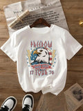 Women's Cartoon Eagle Print Round Neck Tee, Fashion Casual Star Graphic Short Sleeve T-shirt for Daily Wear, Ladies...