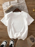 Women's Cartoon Figure & Letter Print Round Neck Tee, Fashion Casual Short Sleeve T-shirt for Daily Wear, Ladies Clothes...