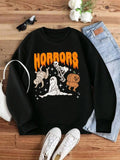 Women's Cartoon Letter Print Crew Neck Sweatshirt, Casual Drop Shoulder Long Sleeve Pullover, Women's Fall & Winter...