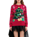 Women's Christmas Loose Sweater Christmas Tree String Lights Print Long Sleeve Round Neck Knit Tops Knitwear T-Shirts,...