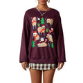 Women's Christmas Loose Sweatshirts Animal Print Round Neck Long Sleeve Pullovers Fall Winter Casual Tops T-Shirts, Hoodie