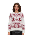 Women's Christmas Sweaters Classic Reindeer Snowflake Print Long Sleeve Round Neck Knit Jumper Tops T-Shirts, Hoodie,...