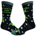 Women's Don't Stop Believin' Socks Funny UFO Space Alien Sci Fi Footwear Funny Graphic Socks Comfortable Fitted Spandex...
