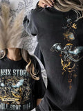 Women's Dragon & Book Print Round Neck Graphic Tee, Fashion Casual Short Sleeve T-shirt for Daily Wear, Ladies Summer...