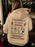 Women's Gingerbread Man & Letter Print Drawstring Pocket Hoodie, Casual Long Sleeve Hooded Sweatshirt for Fall & Winter,...