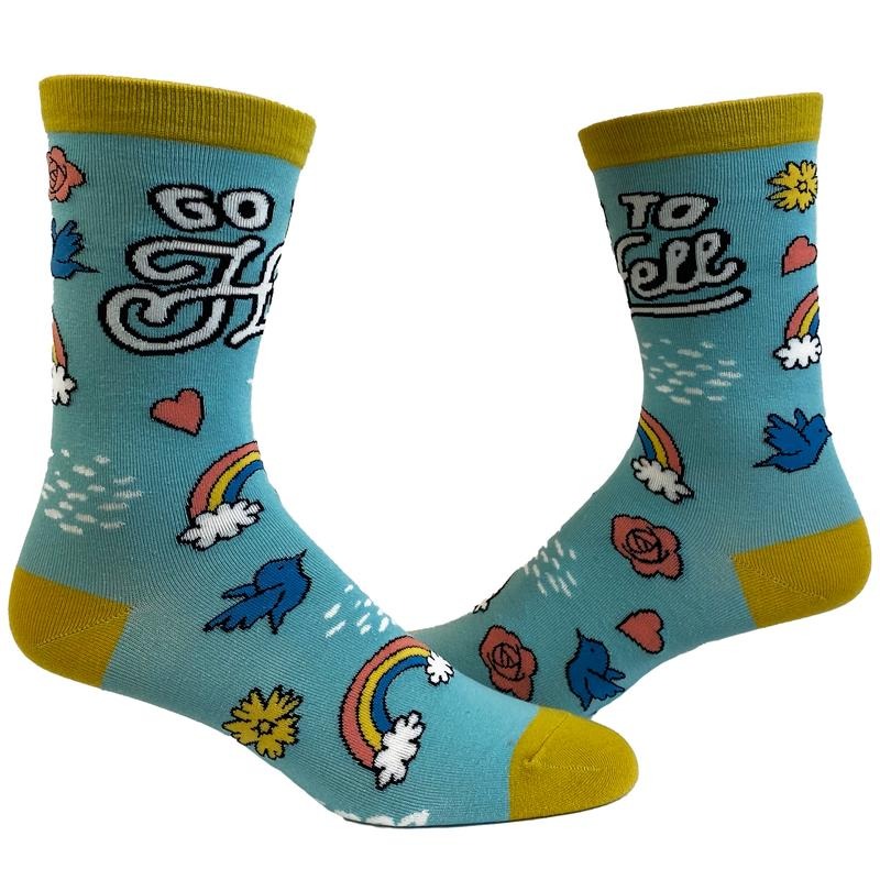 Women's Go To Hell Socks Funny Rainbows Birds Sunshine Sarcastic Graphic Novelty Footwear Funny Graphic Socks Comfortable...