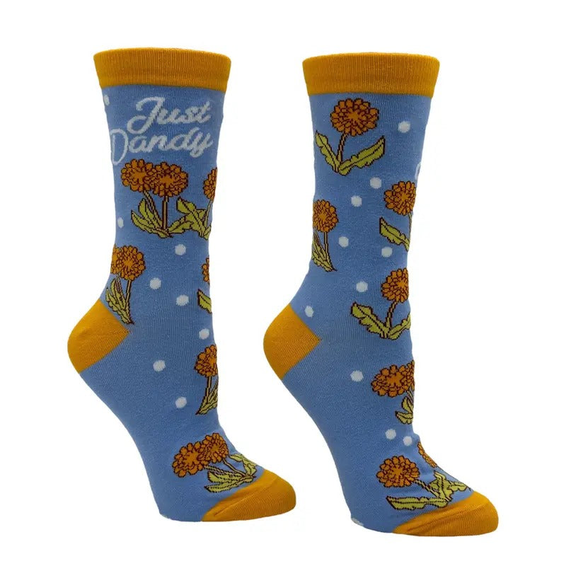Women's Just Dandy Socks Funny Sarcastic Dandelion Graphic Footwear Funny Graphic Socks Comfortable Fitted Spandex Cotton...