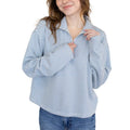 Women's Lapel Collar Tops Casual Long Sleeve Quarter Zip Loose Fit T-Shirts Pullovers Hoodie, Sweatshirt | RetroVerseTees.com